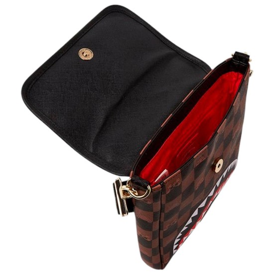 Sprayground Peeking Character Check Messenger Sling Καφέ